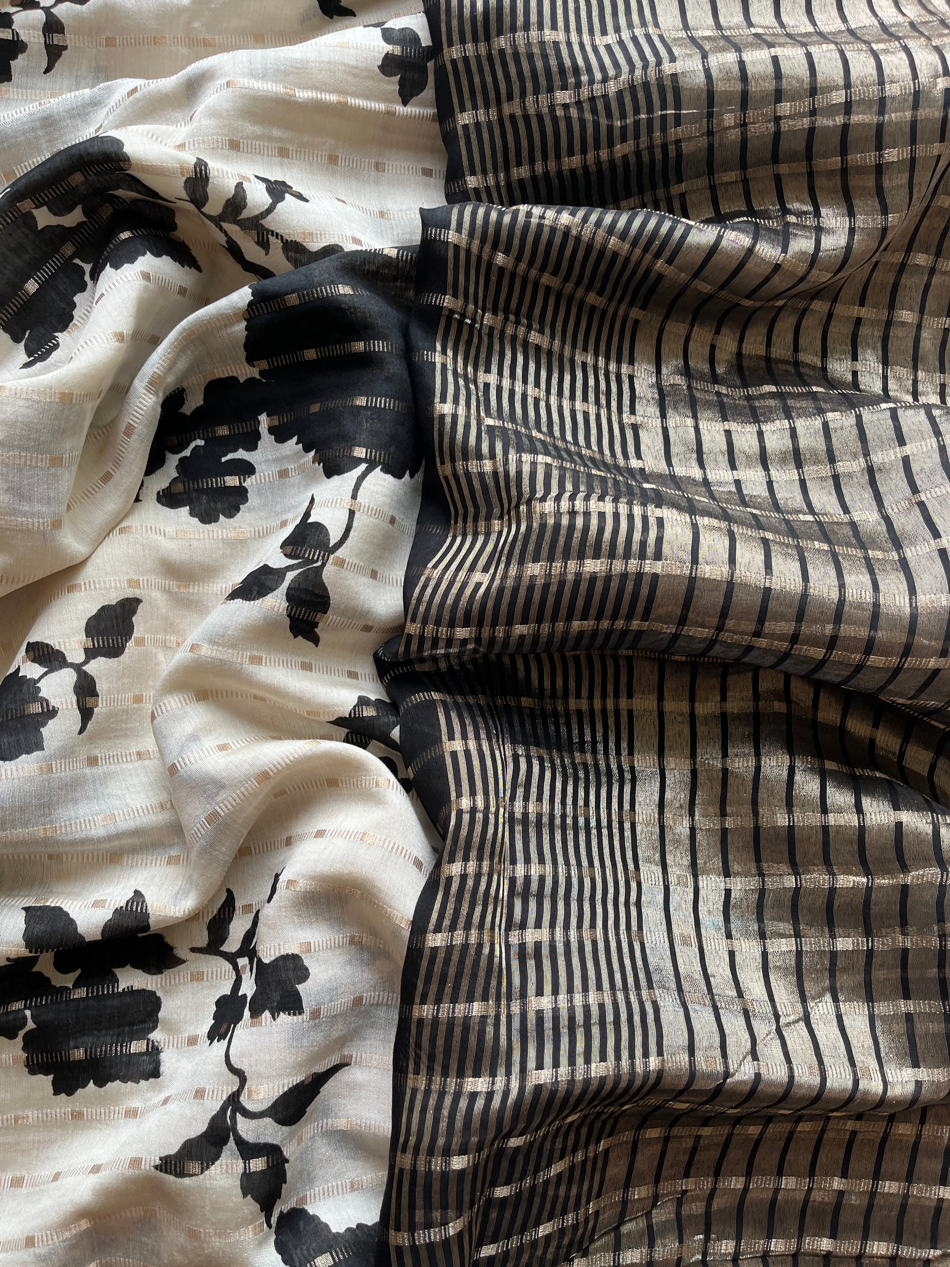 White Dola Nylon Silk Saree